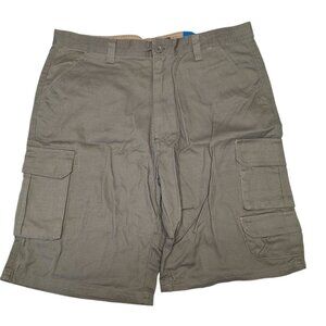 Rugged Wear Mens Cargo Shorts Green Olive Drawstring Waistline Pockets Size 36